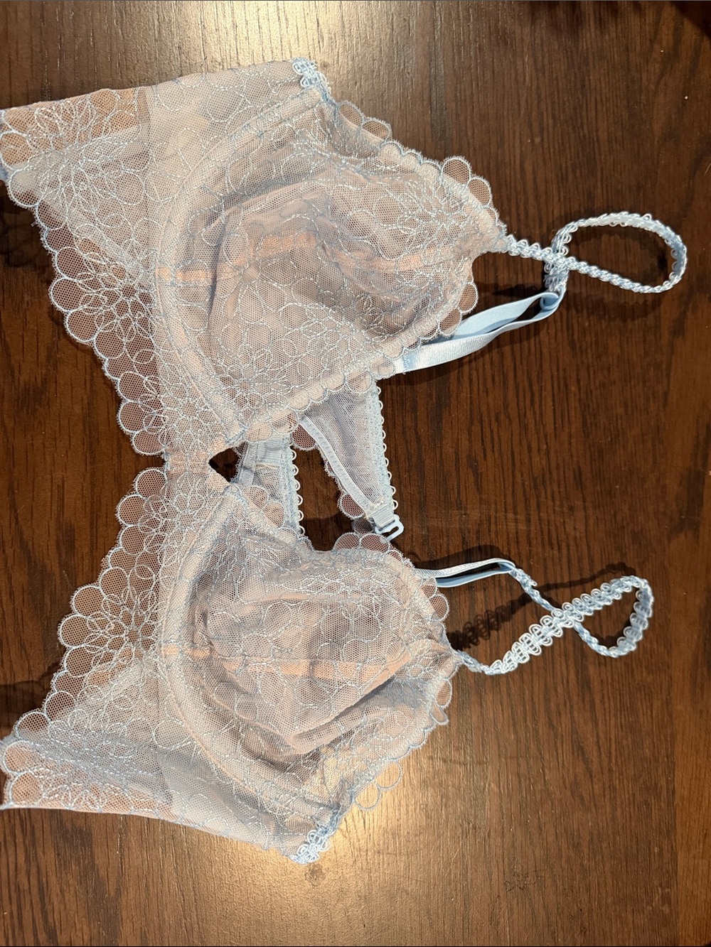 Light Blue Floral Lace Bralette - Sheer Comfort